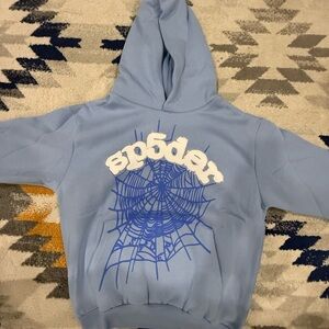 Spider Web Blue Kids Hoodie